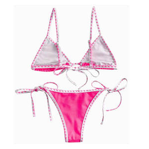 Ropa Interior, Bikinis de Color Personalizado en Oferta, Trajes de Baño Sexys para Mujer de Dos Piezas, Tangas de Poliéster/Nailon - Product Image 2