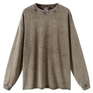 Sudaderas con cuello redondo de lavado ácido, peso pesado, 100% algodón, hechas a medida, con lavado ácido intenso, sudadera básica para hombre de Pakistán - Product Image 1