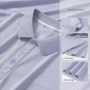 Men's Solid Color Short Sleeve Knitted Button Shirt 100% Polyester Breathable Casual Embroidery Logo Front ODM - Product Image 5