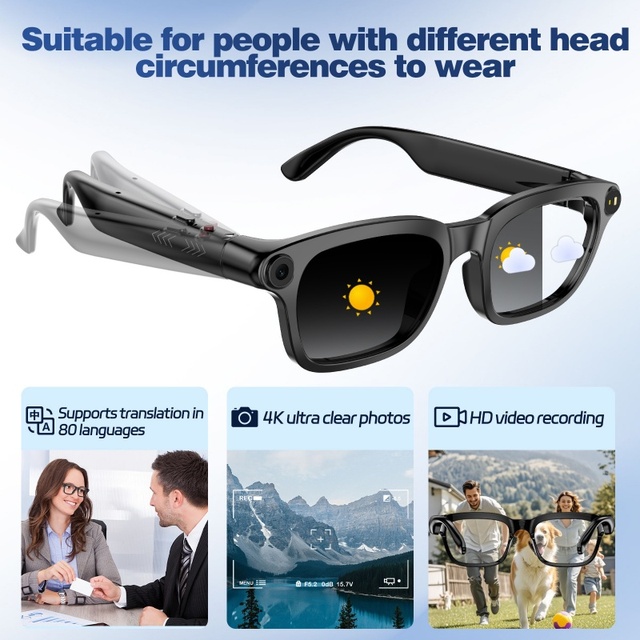 Chatgpt Sports Smart Wearable Headset with 800W HD Camera AI Translation ENC Noise Reduction Men Women M01 Pro Smart Glasses