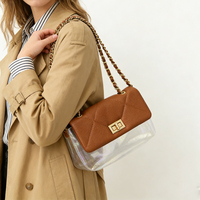 Sac à bandoulière transparent en PVC avec fermeture éclair, style bohème vintage japonais pour femme, approuvé pour les stades en été