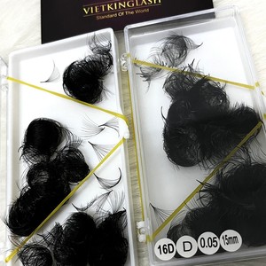 Extensions de cils professionnelles pour fournisseurs, éventail étroit, synthétiques, noir mat, courbure CC/DD/M/L, volume 10D-20D, longueur naturelle - Product Image 1