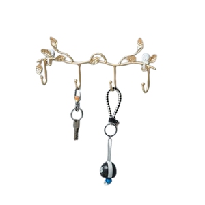 Antique Metal Floral <b>Wall</b> Hooks Decorative Vintage Metal <b>Key</b> Holder Organizer <b>Rack</b> with 4 Hooks <b>for</b> Home Entryway - Product Image 3