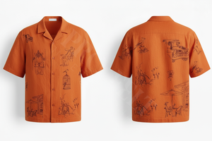 Chemise à manches courtes noire tendance pour homme avec logo brodé personnalisé, design décontracté, mode estivale, designs vintage - Product Image 5