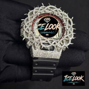 นาฬิกาข้อมือควอตซ์อะนาล็อกสุดหรู ดีไซน์ Ice Look หน้าปัดทรงสี่เหลี่ยมประดับเพชรเทียม สายสีดำ เหมาะสำหรับสตรีทแวร์ - Product Image 3