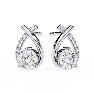 Bypass Ribbon Diamond Stud Earrings – Crossover Loop 1.3ctw CVD Lab Diamond 10K 14K 18K Solid Rose Gold Piercing <b>Posts</b> - Product Image 6