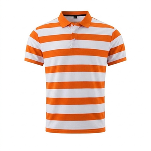 Chemise tricotée personnalisée pour homme, style rugby orange et blanc, manches courtes, respirante, séchage rapide, streetwear décontracté, 100% coton uni - Product Image 1