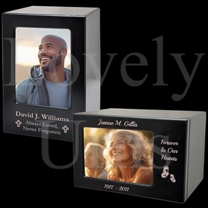 Wholesale MDF cremation <b>urn</b> with slider photo window medium or <b>large</b> adult keepsake memorial ashes container - Product Image 5