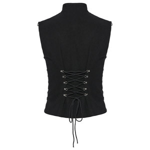 Men's Custom Black <b>Gothic</b> Punk Buckle Hollow Half-Cut Vest Slim Tops O-Ring Details Top Sell 2026 - Product Image 3
