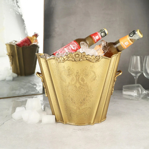 Large Size Metal Decorative <b>Ice</b> Storage Bucket with Handle Gold Color Plated Shiny Polished Water Storage Buckets Supplies - Product Image 4