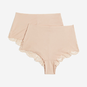 Braguitas tipo bóxer de cintura alta para mujer, sin costuras, antibacterianas, de punto, con spandex, lavables a máquina - Product Image 1