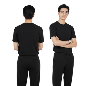Conjunto de Uniforme Médico Unisex de Spandex/Algodón, Camiseta de Manga Corta y Pantalones Jogger, Uniforme Profesional para Trabajo Clínico Diario, Venta al Por Mayor - Product Image 1