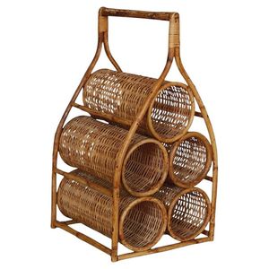 Decorative Rattan Wine Rack For Farmhouse <b>Kitchen</b> Counter And Beautiful Wine Bottle Holder Display - Product Image 5