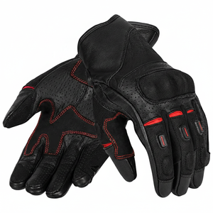 Gants de motocross en cuir avec logo personnalisé, doigts entiers, respirants, compatibles écran tactile, protection en fibre de carbone, unisexes. - Product Image 1