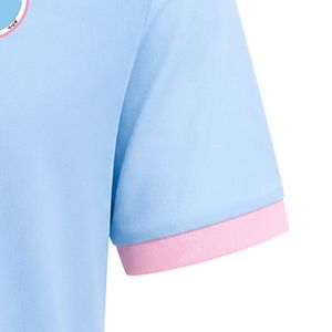 เสื้อโปโลสีฟ้าอ่อนชมพู แขนสั้น คอปก ลำลอง แบบยูนิฟอร์ม ตัดสี ปักลายตามสั่ง ชุดกีฬา - Product Image 4