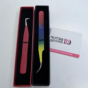 Pince à épiler professionnelle GETUP BROSONS IMPEX en acier inoxydable, courbée/à 90 degrés, avec pointe argentée lisse et revêtement en poudre - Product Image 2