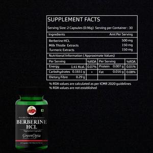 Capsules de berbérine HCL GreenOpia |   Extrait de berbérine, de chardon-marie et de curcuma |   60 Capsules végétariennes |   Complément alimentaire pour adultes | - Product Image 4