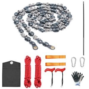 55in 68 Tooth Hand Rope Chainsaw Kit with High Tree Limb <b>Saw</b> 196in Ropes Folding Pocket Chainsaw Dual Sided Blades - Product Image 1