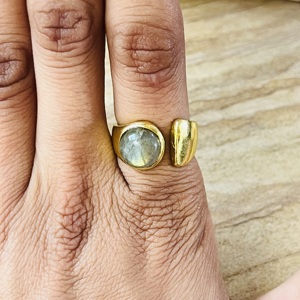 Premium Look Gold Plated Brass Labradorite <b>Ring</b> Modern Style Open Band <b>Statement</b> <b>Ring</b> Wholesale Handmade Fashion <b>Ring</b> For Women - Product Image 4