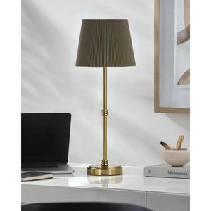 Lámpara de Mesa de Latón Dorado de Diseño con Base de Mármol y Pantalla de Tela para Decoración de Interiores - Product Image 6