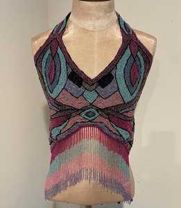 Fabulous Trendy Vintage Women's Plus Size Embroidered Crystal Beaded <b>Sequin</b> <b>Top</b> Sparkling Tassel Fringes Spring/Autumn/Winter - Product Image 1