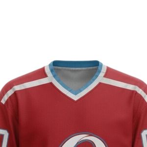 Ensemble short et maillot de hockey sur glace sublimé rouge et bleu pour hommes, en polyester, col en V, uniforme de sport imprimé, vêtements d'entraînement - Product Image 4