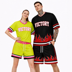 Ensemble de maillots et shorts de sport personnalisés sublimés orange et violet, tenue d'entraînement athlétique unisexe, séchage rapide, vêtements d'équipe, sport décontracté d'été - Product Image 2