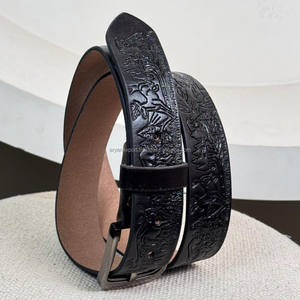 Cinturón ajustable de cuero mecanizado a mano más vendido para vaquero y Vaquera 100% cinturón de estilo occidental de cuero Floral en relieve de grano completo - Product Image 4