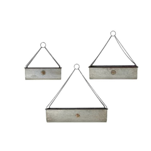 Ensemble de 2 jardinières suspendues en métal galvanisé, pour intérieur et extérieur, décoration de jardin rustique, pots à plantes avec chaîne et crochet robustes - Product Image 5