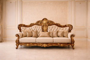 Ensemble de meubles de salon de style palais majestueux, canapé en teck avec table basse, ensemble de salon sur mesure 7 places, Australie - Product Image 2