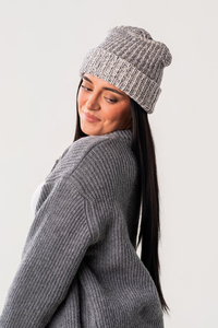 Unisex Acrylic Beanie <b>Hat</b> <b>Winter</b> Casual Knit Cap 56-58CM Adult Size Hand Knitted Gray Black Mix - Product Image 4