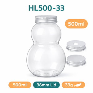 ขวด PET ทรงน้ำเต้าขนาด 500 มล. พร้อมฝาเกลียวอะลูมิเนียม ขวดพลาสติกสำหรับส่งออกสำหรับบรรจุภัณฑ์น้ำผลไม้และเครื่องดื่มในเอเชีย - Product Image 5