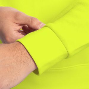 Sudadera con Capucha de Forro Polar Verde Neón para Hombre, Corte Regular, Diseño Casual con Bolsillos, Tejido de Punto, Color Sólido, Ropa de Otoño - Product Image 5