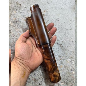 Couteau Birka Puukko à manche en bois fait main, acier à haute teneur en carbone, couteau de chasse et de bushcraft avec étui en cuir - Product Image 6