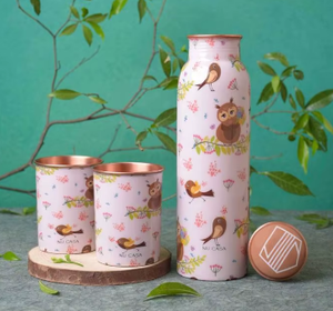 Cute Floral <b>Metal</b> <b>Water</b> <b>Bottle</b> With Lid Portable Travel Drinkware Set - Product Image 1