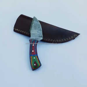 Cuchillo de Caza EDC Pequeño, Acero de Damasco, Mango de Madera Pakka, Hoja Fija para Supervivencia y Camping, Funda de Cuero de Cambio Rápido, 3 Años de Garantía - Product Image 3