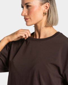 Camiseta Casual de Algodón 100% de Primera Calidad para Mujer, Corte Ajustado, con Logotipo y Diseño Personalizados, Color Marrón, Ropa de Marca Privada - Product Image 4