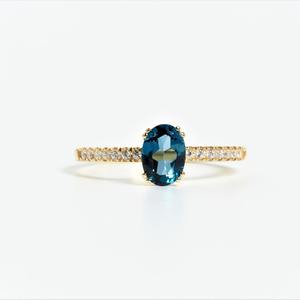 Anillo ovalado de zafiro, plata de ley 925, chapado en oro de 14 quilates, con circonita cúbica, piedra de nacimiento de septiembre, anillo de promesa para mujer, regalo. - Product Image 1