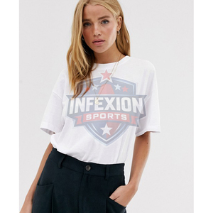 T-shirt décontracté blanc en coton pour femme, col rond, manches courtes, coupe ample, jersey uni, longueur normale, toutes saisons - Product Image 4