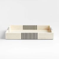 Plateau de service Art Déco classique de luxe en résine et MDF avec incrustations en os et poignée en métal poli pour mariage et Ramadan à prix économique