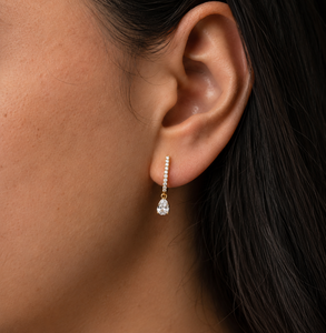 Boucles d'oreilles pendantes Luxe plaquées or pour femme, délicates boucles d'oreilles en forme de poire, cadeau d'anniversaire pour elle - Product Image 3