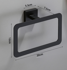 Juego de Ganchos y Rieles Minimalistas Negros para Baño, Barra Rectangular para Toallas, Jabonera, Acero Inoxidable con Recubrimiento en Polvo - Product Image 2