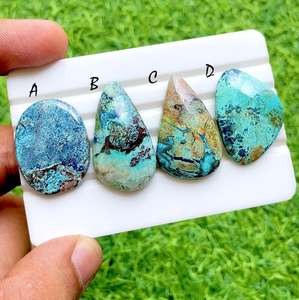Cabochon en Shattuckite naturelle, pierre précieuse brute à dos plat pour la fabrication de bijoux faits main, bijoux enroulés sur fil, vente en gros - Product Image 4
