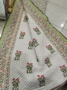 Cotton Hand Block Printed <b>Quilt</b> Lightweight Reversible <b>Bedspread</b> Artisan Handmade Bedroom Blanket Wholesale Bulk Supply - Product Image 2
