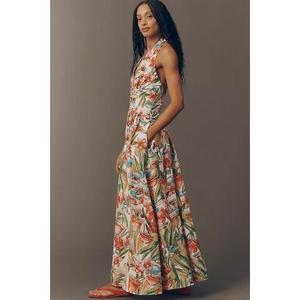 Vestido Maxi de Diseño Elegante con Silueta de Vestido de Gala, 100% Algodón, Cintura Natural y Bordado para Mujer - Product Image 4