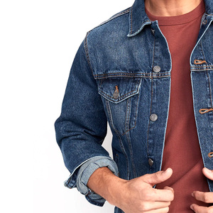 เสื้อแจ็คเก็ตยีนส์ขาดๆ แบบดิสเทรส สำหรับผู้ชาย จาก Outfitize International Wholesale พร้อมปักโลโก้ตามสั่ง สไตล์สตรีทแวร์ สีน้ำเงิน - Product Image 5