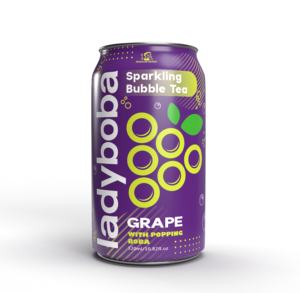 Thé à bulles pétillantes aromatisé à la pêche/au raisin 310ml en canette facile à ouvrir - Product Image 3