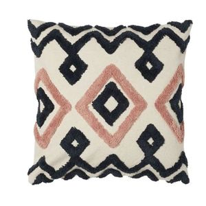 Coussin décoratif carré à motif géométrique tufté, style bohème, brodé, en textile, avec housse lavable – Grande Vente - Product Image 1
