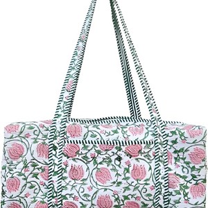 Sac de voyage matelassé en coton pour femme, léger, avec fermeture éclair, grande capacité, pour week-end ou nuitée - Product Image 1