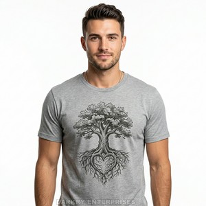Camiseta Negra Minimalista para Hombre, Personalizada con Logotipo de Corazón y Brújula Pequeña, Impresión en Algodón Peinado Suave, Estilo Casual para Exteriores, Fabricante - Product Image 3